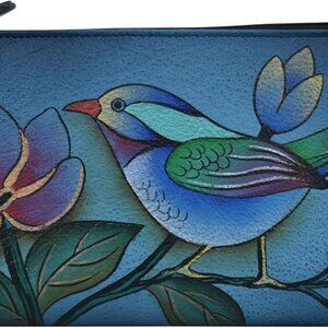 Women Hand Painted Leather Bi-Fold Snap Wallet-Dreamy Blossoms